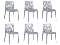 Lot De 6 Chaises Empilables DIADEME - Polypropylène - Gris Clair -Mobilia Boutique chaise 269797