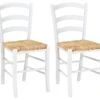 Lot De 2 Chaises PAYSANNE - Hêtre Massif & Paille De Riz - Teinte : Blanc -Mobilia Boutique chaise 269981