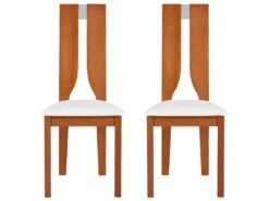 Lot De 2 Chaises SILVIA - Hêtre Massif - Merisier Et Blanc -Mobilia Boutique chaise 272627