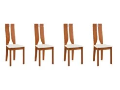 Lot De 4 Chaises SILVIA - Hêtre Massif - Merisier & Blanc -Mobilia Boutique chaise 272657