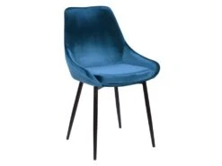 Lot De 2 Chaises - Velours Et Métal Noir - Bleu Nuit - MASURIE -Mobilia Boutique chaise 282807
