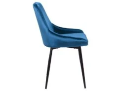 Lot De 2 Chaises - Velours Et Métal Noir - Bleu Nuit - MASURIE -Mobilia Boutique chaise 282809