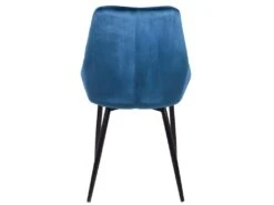 Lot De 2 Chaises - Velours Et Métal Noir - Bleu Nuit - MASURIE -Mobilia Boutique chaise 282811