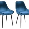 Lot De 2 Chaises - Velours Et Métal Noir - Bleu Nuit - MASURIE -Mobilia Boutique chaise 282825
