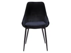 Lot De 6 Chaises - Velours Et Métal Noir - Noir - MASURIE -Mobilia Boutique chaise 283229