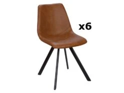 Lot De 6 Chaises LUBINE - Simili - Caramel 16 Lot De 6 Chaises LUBINE - Simili - Caramel -Mobilia Boutique chaise 284275