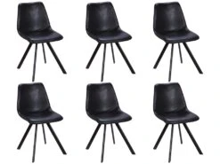 Lot De 6 Chaises LUBINE - Simili - Noir -Mobilia Boutique chaise 284311