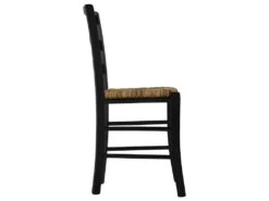 Lot De 6 Chaises PAYSANNE - Hêtre Massif Teinté Noir, Paille De Riz -Mobilia Boutique chaise 285053
