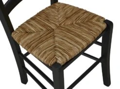 Lot De 6 Chaises PAYSANNE - Hêtre Massif Teinté Noir, Paille De Riz -Mobilia Boutique chaise 285055