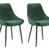 Lot De 2 Chaises - Velours Et Métal Noir - Vert - MASURIE -Mobilia Boutique chaise 309067