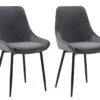 Lot De 2 Chaises - Velours Et Métal Noir - Anthracite - MASURIE -Mobilia Boutique chaise 309089