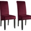 Lot De 2 Chaises DELINA - Velours Matelassé & Pieds Bois - Bordeaux -Mobilia Boutique chaise 310397