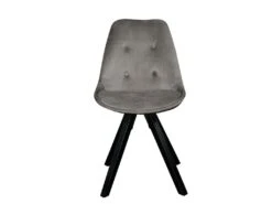 Lot De 2 Chaises Scandinaves ANEYA - Velours & Pieds Hévéa - Gris -Mobilia Boutique chaise 310557