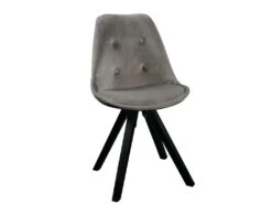 Lot De 2 Chaises Scandinaves ANEYA - Velours & Pieds Hévéa - Gris -Mobilia Boutique chaise 310559