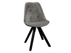 Lot De 6 Chaises Scandinaves ANEYA - Velours & Pieds Hévéa - Gris -Mobilia Boutique chaise 310575