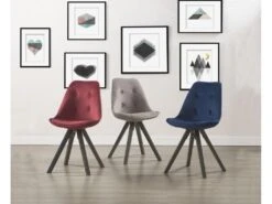 Lot De 6 Chaises Scandinaves ANEYA - Velours & Pieds Hévéa - Beige -Mobilia Boutique chaise 310577