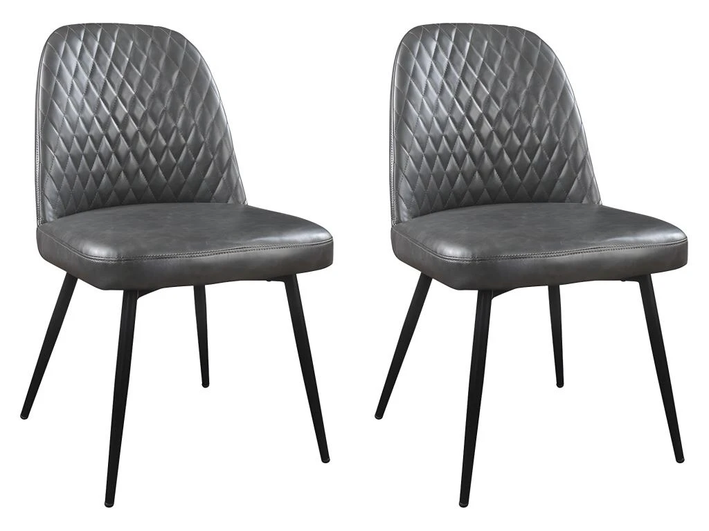 Lot De 2 Chaises JOPLIN - Simili & Métal - Anthracite 3 Lot De 2 Chaises JOPLIN - Simili & Métal - Anthracite