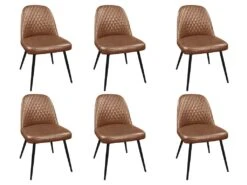 Lot De 6 Chaises JOPLIN - Simili & Métal - Marron -Mobilia Boutique chaise 319395