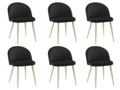 Lot De 6 Chaises LILLY - Velours - Noir -Mobilia Boutique chaise 323023