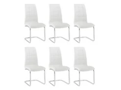 Lot De 6 Chaises NADYA - Simili - Blanc -Mobilia Boutique chaise 327839
