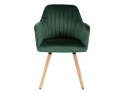 Chaise Avec Accoudoirs - Velours Et Métal Effet Bois - Vert Foncé - ELEANA -Mobilia Boutique chaise 3299223