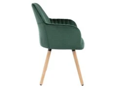 Chaise Avec Accoudoirs - Velours Et Métal Effet Bois - Vert Foncé - ELEANA -Mobilia Boutique chaise 3299235