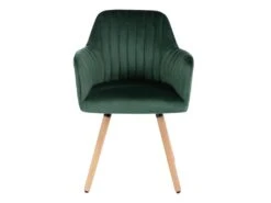Lot De 2 Chaises Avec Accoudoirs - Velours Et Métal Effet Bois - Vert Foncé - ELEANA -Mobilia Boutique chaise 3299475