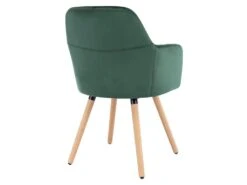 Lot De 2 Chaises Avec Accoudoirs - Velours Et Métal Effet Bois - Vert Foncé - ELEANA -Mobilia Boutique chaise 3299485