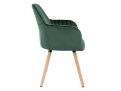 Lot De 2 Chaises Avec Accoudoirs - Velours Et Métal Effet Bois - Vert Foncé - ELEANA -Mobilia Boutique chaise 3299493