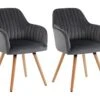 Lot De 2 Chaises Avec Accoudoirs - Velours Et Métal Effet Bois - Gris - ELEANA -Mobilia Boutique chaise 343515