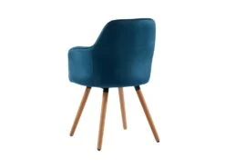 Lot De 2 Chaises Avec Accoudoirs - Velours Et Métal Effet Bois - Bleu - ELEANA -Mobilia Boutique chaise 343521