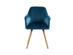Lot De 2 Chaises Avec Accoudoirs - Velours Et Métal Effet Bois - Bleu - ELEANA -Mobilia Boutique chaise 343523