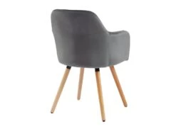 Lot De 2 Chaises Avec Accoudoirs - Velours Et Métal Effet Bois - Gris - ELEANA -Mobilia Boutique chaise 345347