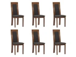 Lot De 6 Chaises BELINDA - Hêtre Et Tissu - Coloris : Noyer Et Anthracite -Mobilia Boutique chaise 351179