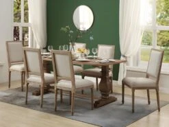 Lot De 6 Chaises AMBOISE - Tissu & Bois De Chêne - Noir -Mobilia Boutique chaise 351599