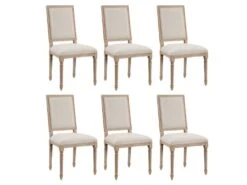 Lot De 6 Chaises AMBOISE - Tissu & Bois De Chêne - Noir -Mobilia Boutique chaise 351605