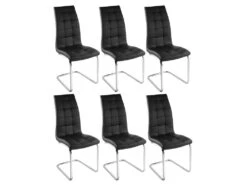 Lot De 6 Chaises NADYA - Simili - Noir -Mobilia Boutique chaise 355379