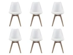 Lot De 6 Chaises JODY - Polypropylène Hêtre - Blanc -Mobilia Boutique chaise 356289