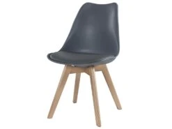 Lot De 2 Chaises JODY - Polypropylène Et Hêtre - Gris -Mobilia Boutique chaise 356339