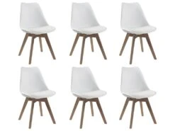Lot De 6 Chaises JODY - Polypropylène Hêtre - Blanc -Mobilia Boutique chaise 356497