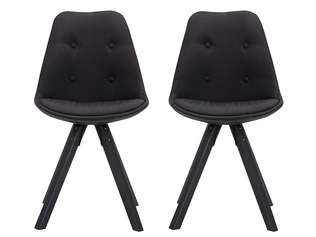 Lot De 2 Chaises Scandinaves ANEYA - Tissu & Pieds Hévéa - Noir 8 Lot De 2 Chaises Scandinaves ANEYA - Tissu & Pieds Hévéa - Noir – Image 6