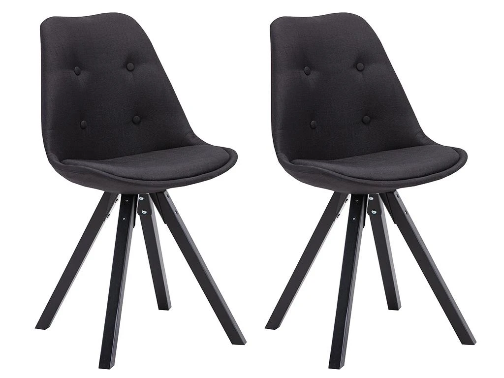 Lot De 2 Chaises Scandinaves ANEYA - Tissu & Pieds Hévéa - Noir 3 Lot De 2 Chaises Scandinaves ANEYA - Tissu & Pieds Hévéa - Noir