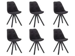 Lot De 6 Chaises Scandinaves ANEYA - Tissu & Pieds Hévéa - Noir -Mobilia Boutique chaise 364783