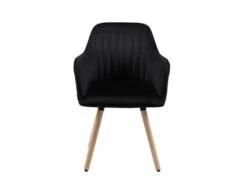 Chaise Avec Accoudoirs - Velours Et Métal Effet Bois - Noir - ELEANA -Mobilia Boutique chaise 365311