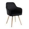 Chaise Avec Accoudoirs - Velours Et Métal Effet Bois - Noir - ELEANA -Mobilia Boutique chaise 365319