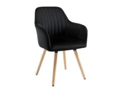 Lot De 2 Chaises Avec Accoudoirs ELEANA - Velours Et Métal Effet Bois - Noir -Mobilia Boutique chaise 365355
