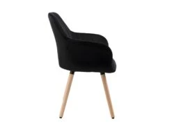 Lot De 2 Chaises Avec Accoudoirs ELEANA - Velours Et Métal Effet Bois - Noir -Mobilia Boutique chaise 365359