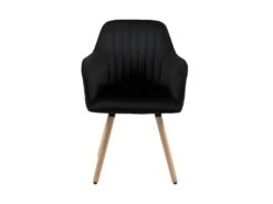 Lot De 2 Chaises Avec Accoudoirs ELEANA - Velours Et Métal Effet Bois - Noir -Mobilia Boutique chaise 365363
