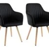 Lot De 2 Chaises Avec Accoudoirs ELEANA - Velours Et Métal Effet Bois - Noir -Mobilia Boutique chaise 365365