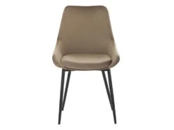 Lot De 6 Chaises - Velours Et Métal Noir - Taupe - MASURIE -Mobilia Boutique chaise 381237